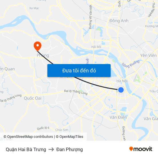 Quận Hai Bà Trưng to Đan Phượng map