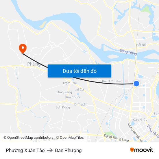 Phường Xuân Tảo to Đan Phượng map