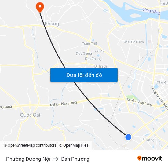 Phường Dương Nội to Đan Phượng map
