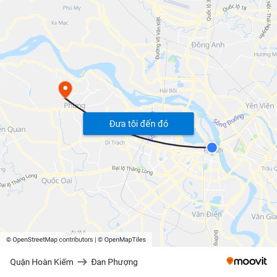 Quận Hoàn Kiếm to Đan Phượng map