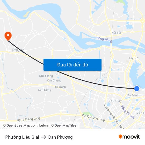 Phường Liễu Giai to Đan Phượng map