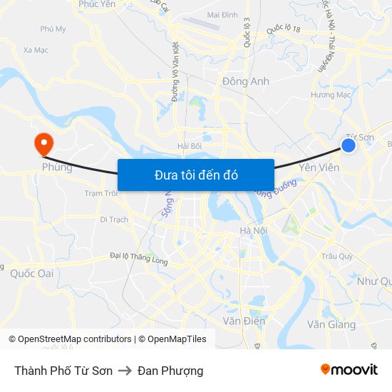 Thành Phố Từ Sơn to Đan Phượng map
