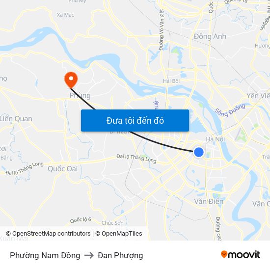 Phường Nam Đồng to Đan Phượng map