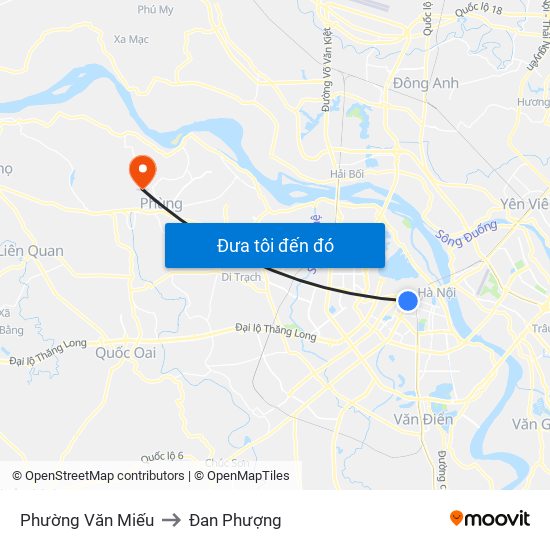 Phường Văn Miếu to Đan Phượng map