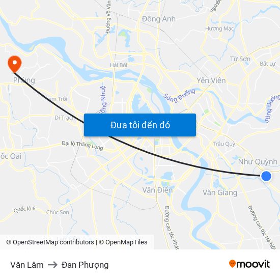 Văn Lâm to Đan Phượng map