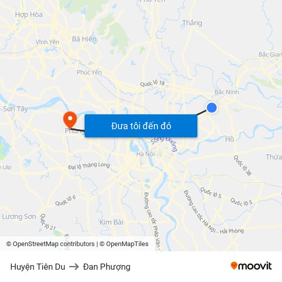 Huyện Tiên Du to Đan Phượng map