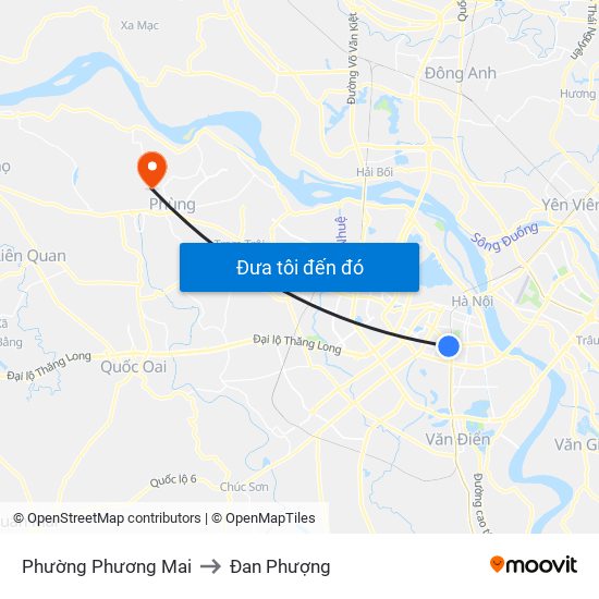 Phường Phương Mai to Đan Phượng map