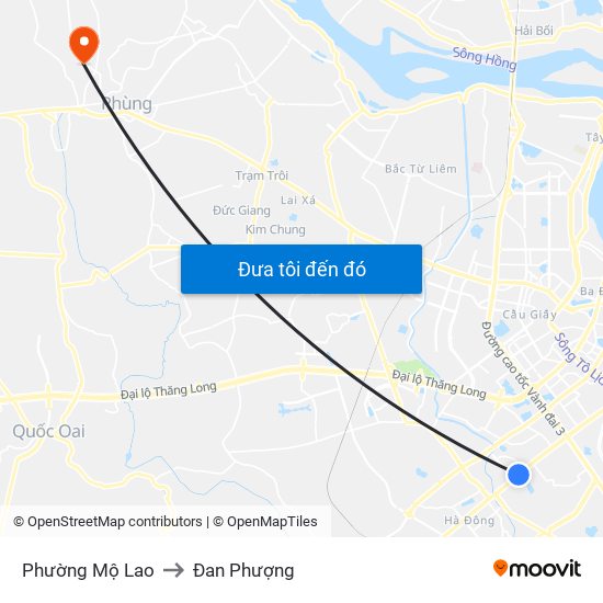 Phường Mộ Lao to Đan Phượng map