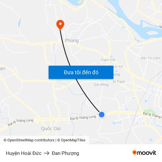 Huyện Hoài Đức to Đan Phượng map