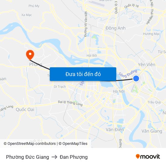 Phường Đức Giang to Đan Phượng map