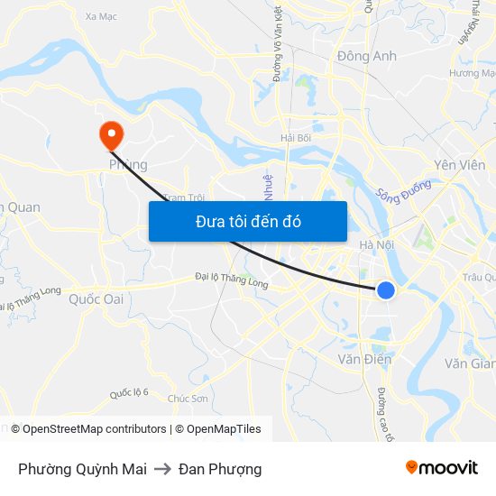 Phường Quỳnh Mai to Đan Phượng map