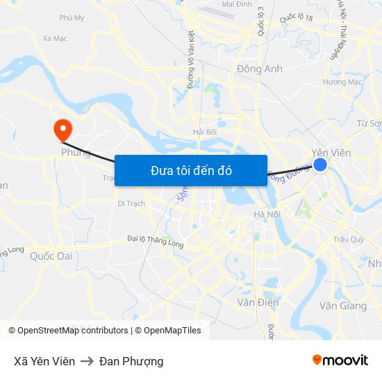 Xã Yên Viên to Đan Phượng map