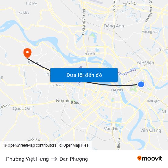 Phường Việt Hưng to Đan Phượng map