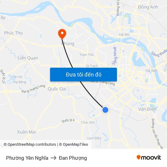 Phường Yên Nghĩa to Đan Phượng map