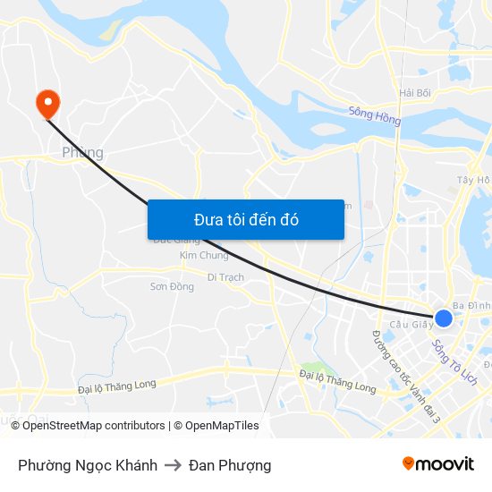 Phường Ngọc Khánh to Đan Phượng map