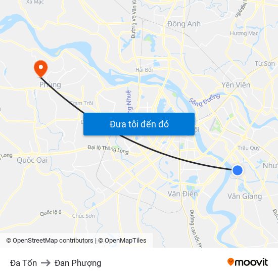 Đa Tốn to Đan Phượng map