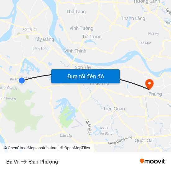 Ba Vì to Đan Phượng map