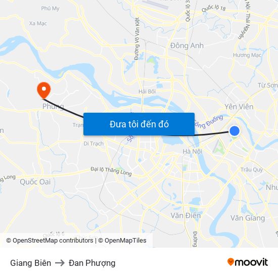 Giang Biên to Đan Phượng map