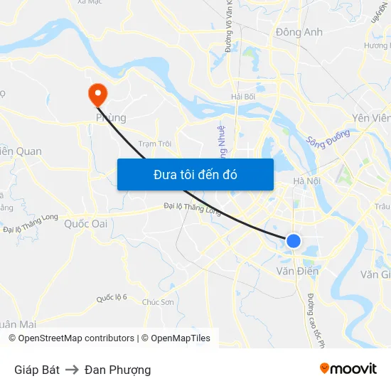 Giáp Bát to Đan Phượng map