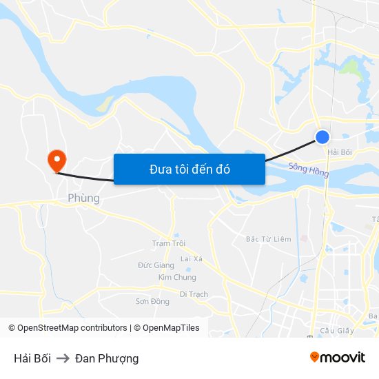 Hải Bối to Đan Phượng map