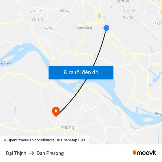 Đại Thịnh to Đan Phượng map