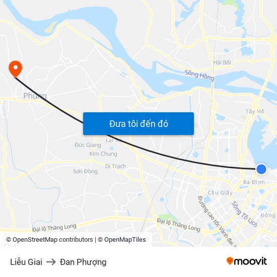 Liễu Giai to Đan Phượng map