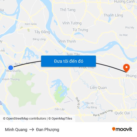 Minh Quang to Đan Phượng map