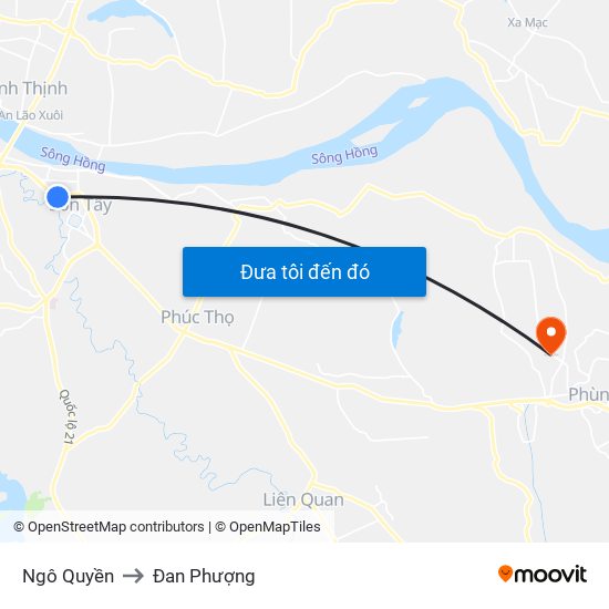 Ngô Quyền to Đan Phượng map