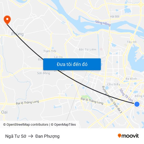 Ngã Tư Sở to Đan Phượng map