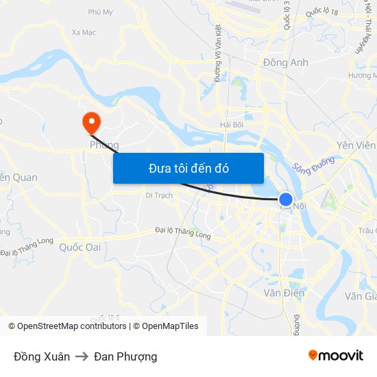 Đồng Xuân to Đan Phượng map