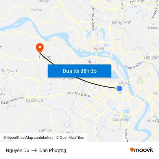 Nguyễn Du to Đan Phượng map