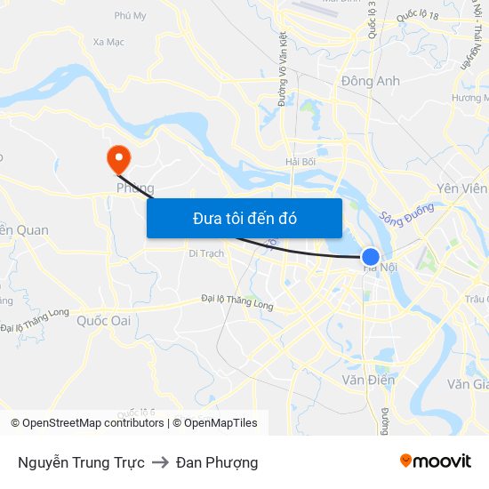 Nguyễn Trung Trực to Đan Phượng map