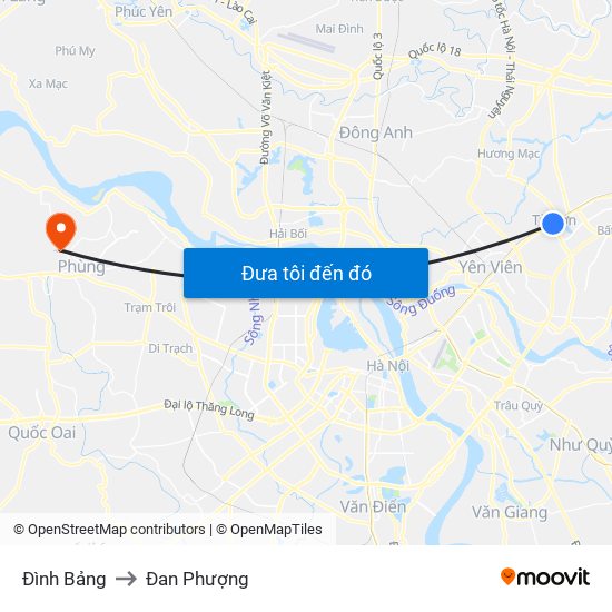 Đình Bảng to Đan Phượng map