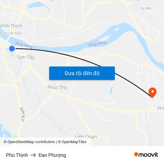 Phú Thịnh to Đan Phượng map
