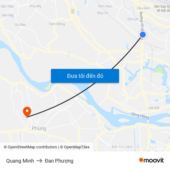 Quang Minh to Đan Phượng map