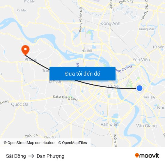 Sài Đồng to Đan Phượng map