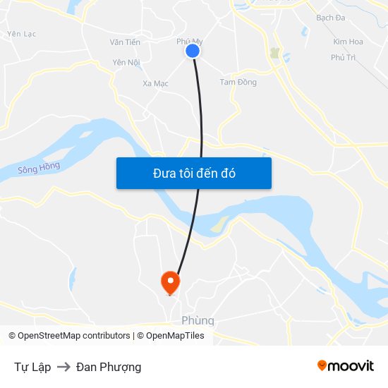 Tự Lập to Đan Phượng map