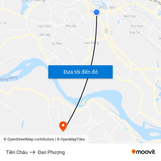 Tiền Châu to Đan Phượng map