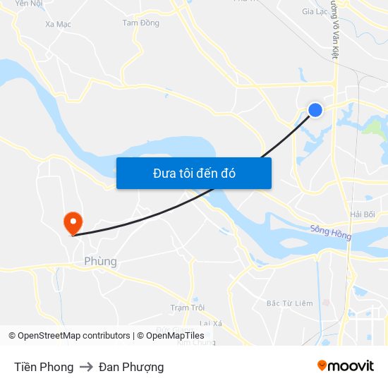 Tiền Phong to Đan Phượng map