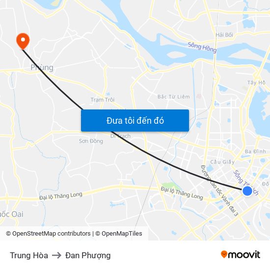 Trung Hòa to Đan Phượng map