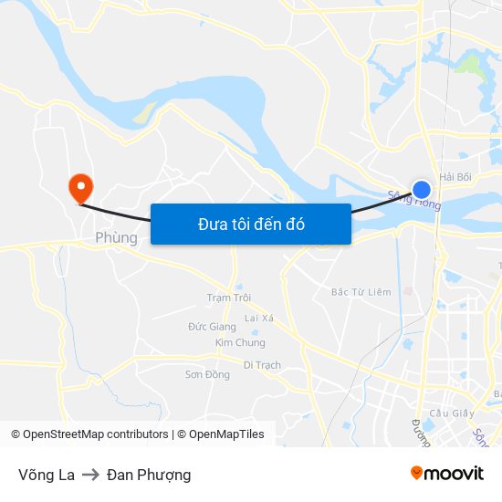 Võng La to Đan Phượng map