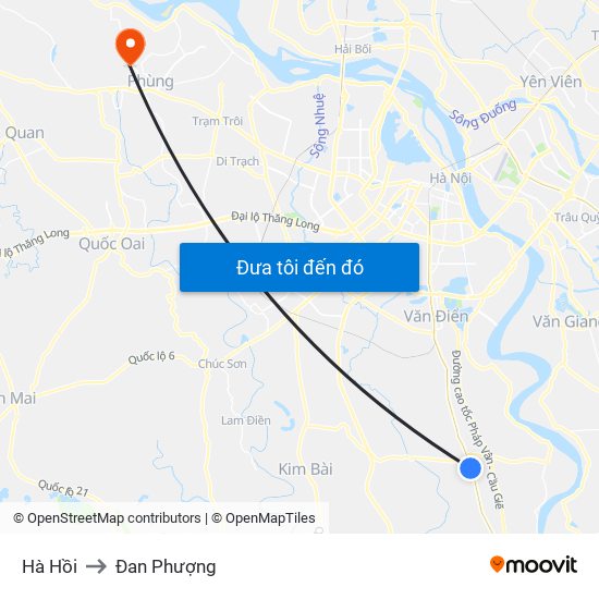 Hà Hồi to Đan Phượng map
