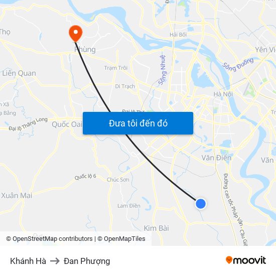 Khánh Hà to Đan Phượng map