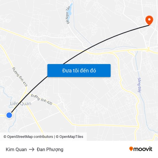 Kim Quan to Đan Phượng map