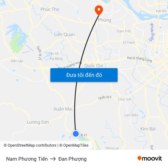 Nam Phương Tiến to Đan Phượng map