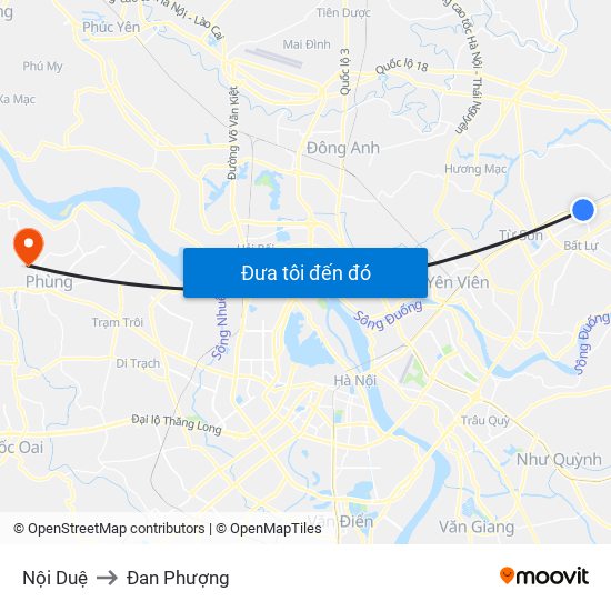 Nội Duệ to Đan Phượng map