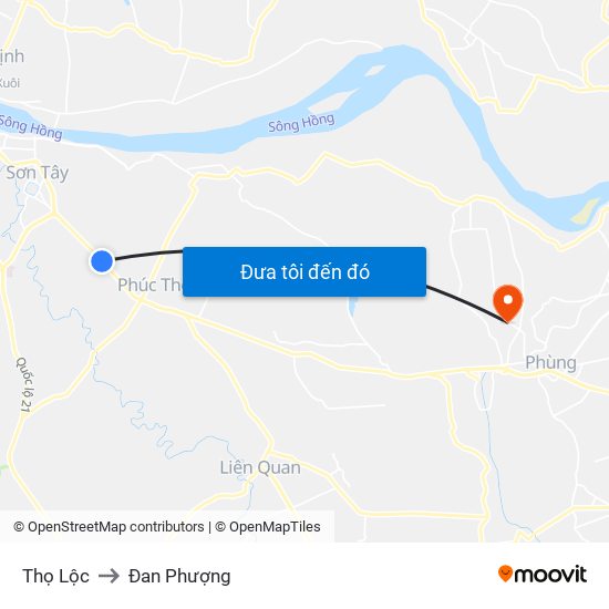 Thọ Lộc to Đan Phượng map