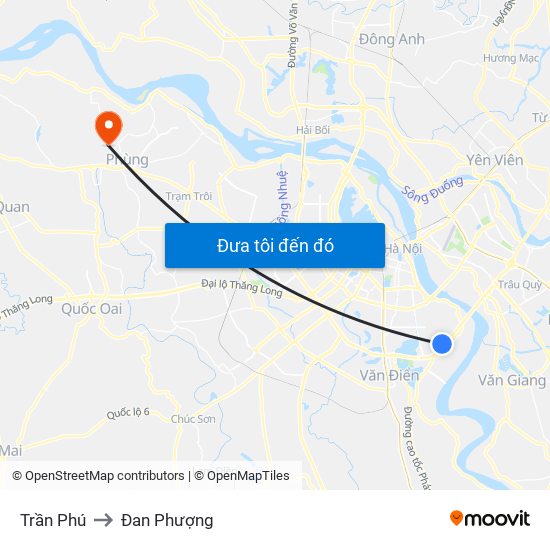 Trần Phú to Đan Phượng map