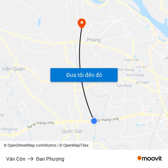 Vân Côn to Đan Phượng map