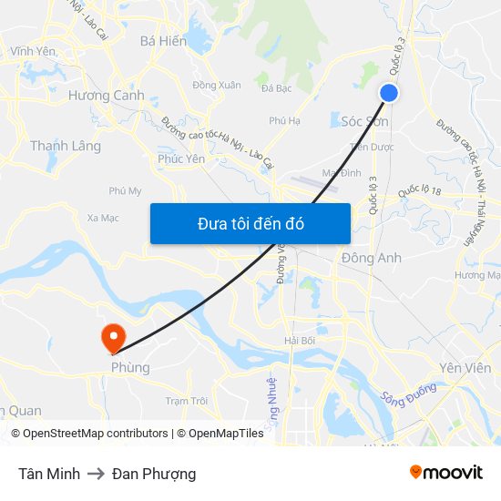 Tân Minh to Đan Phượng map
